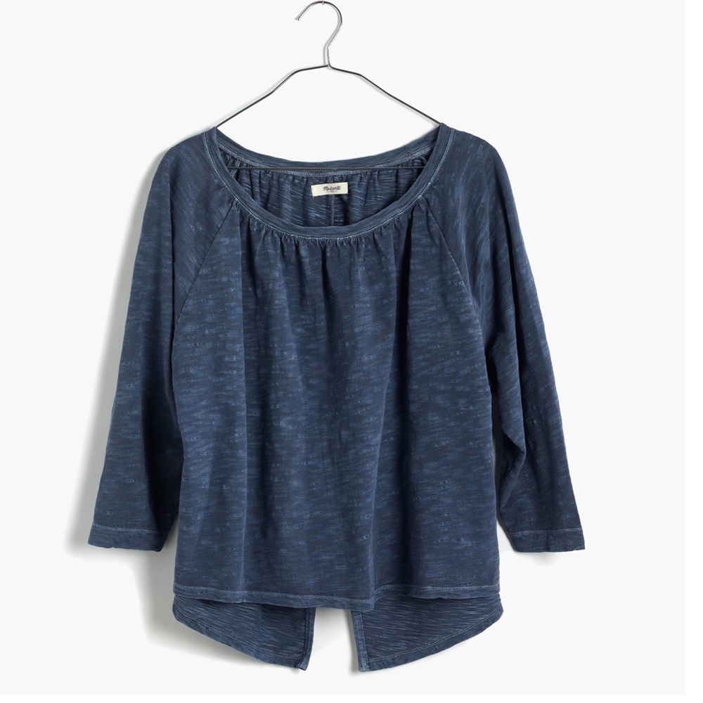Madewell Slub Peasant Top in Blue